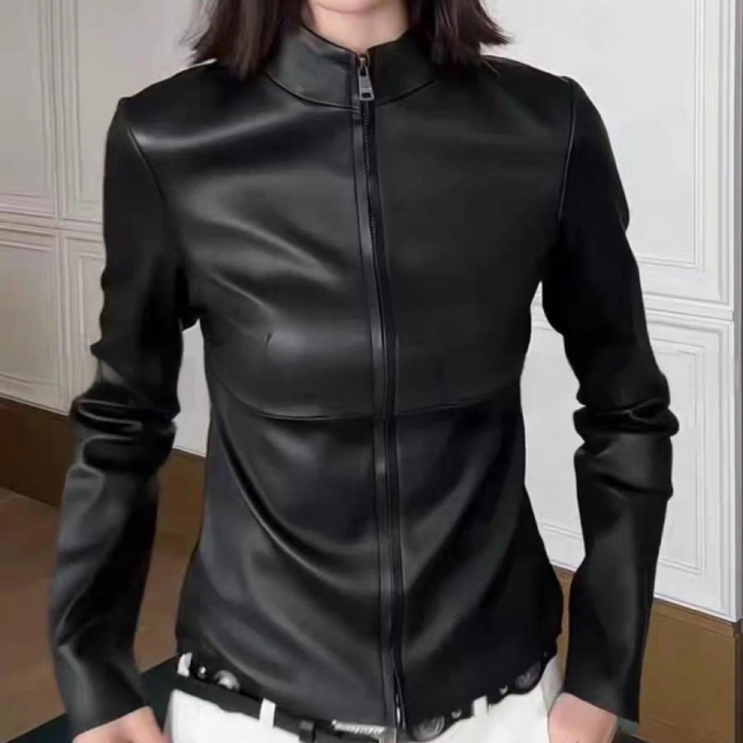 2025新款真皮皮衣女绵羊皮短款外套宽松弹力皮显瘦百搭休闲上衣