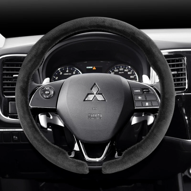 38适用三菱欧蓝德劲炫ASX奕歌帕杰罗翼神方向盘套冬季短毛绒保暖