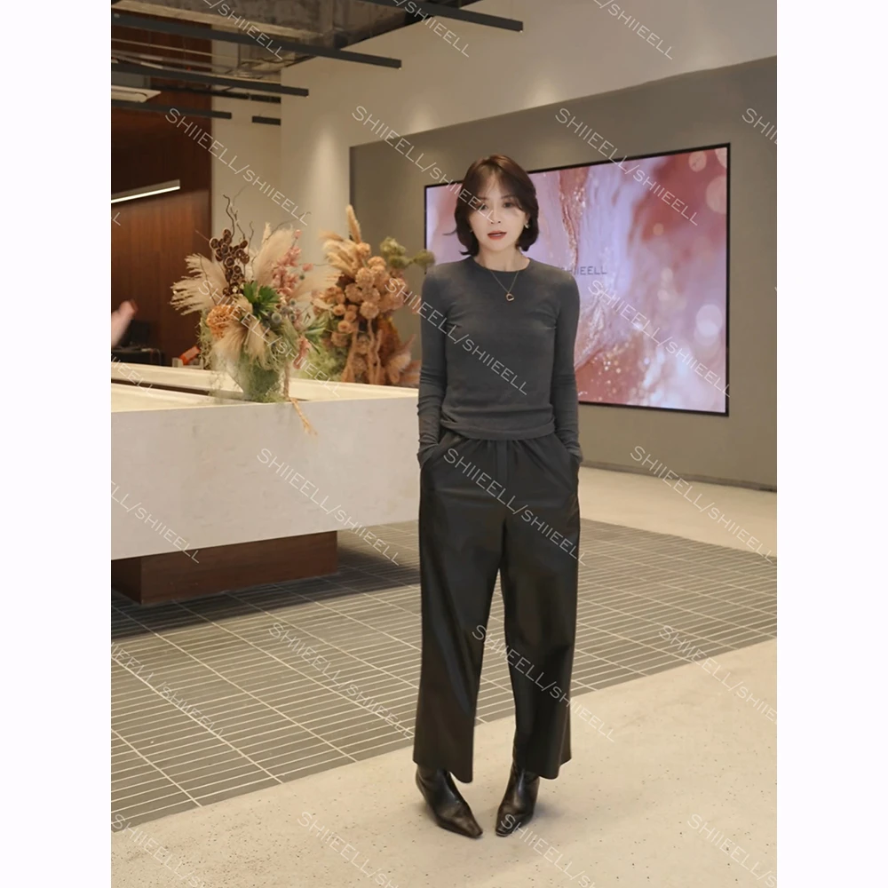 SHIIEELL【珍珠山羊绒】秋冬简约气质针织百搭时尚休闲打底T恤ZD082