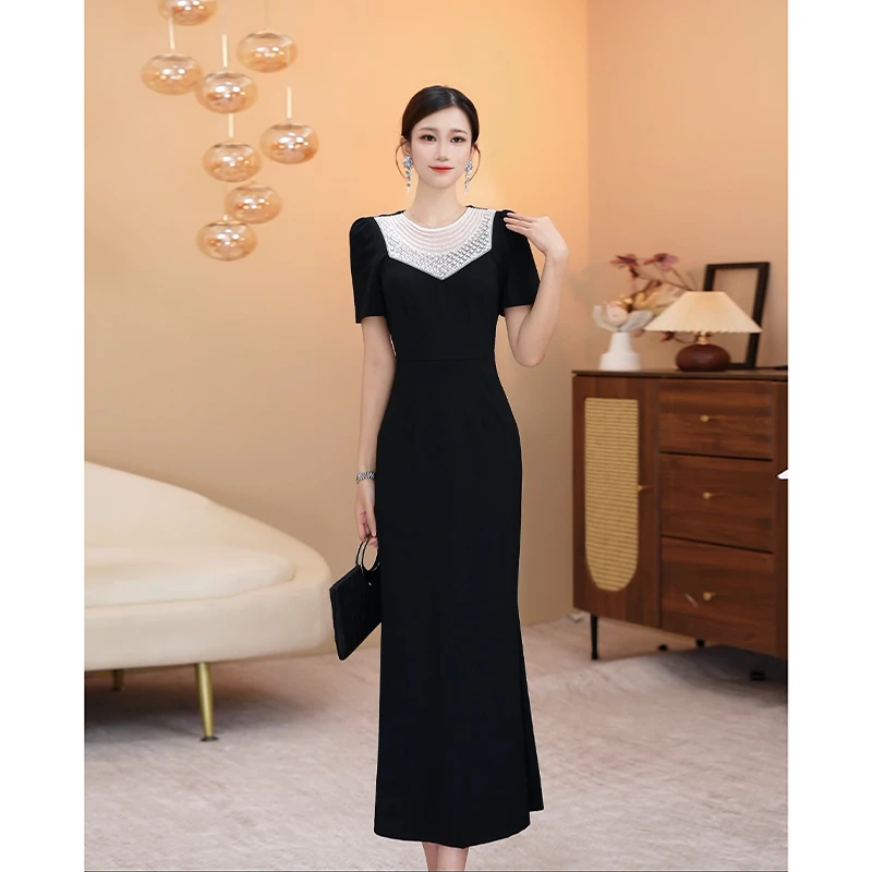 【文】设计款连衣裙夏季新款显瘦气质轻奢法式黑色收腰赫本风2664