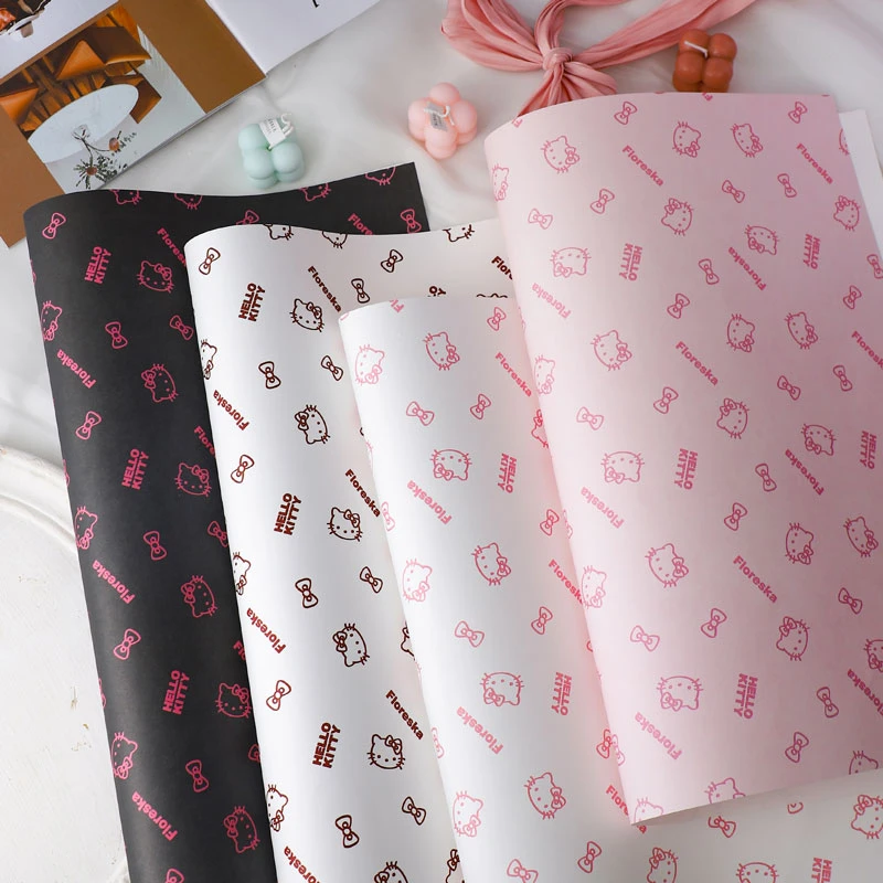 花衣裳 七夕网红凯特喵冰淇淋花束KT猫包花纸加厚风华纸雪梨纸