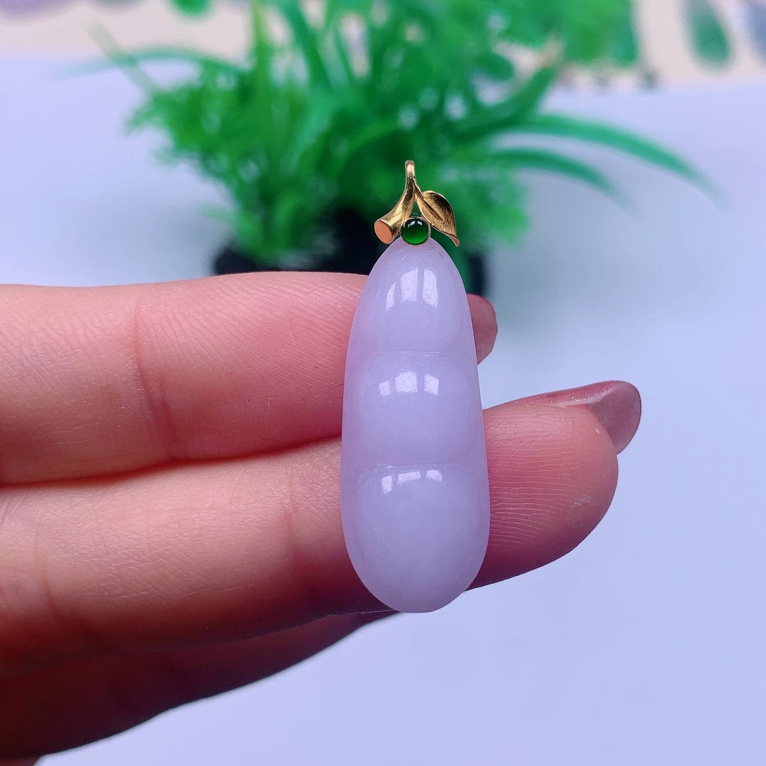 缅甸天然A货翡翠，紫罗兰福豆 编号9/220尺寸29.2-11.1-6