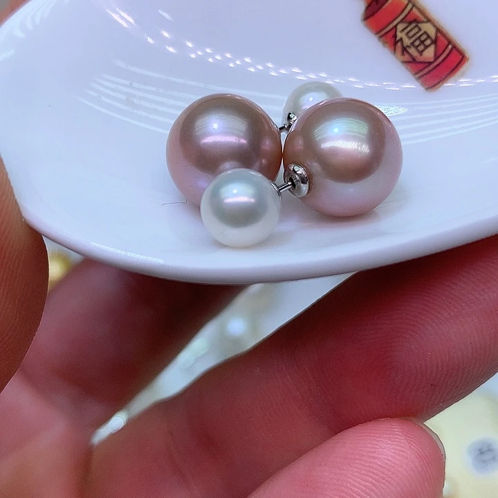 银S925镶嵌耳饰淡水珍珠