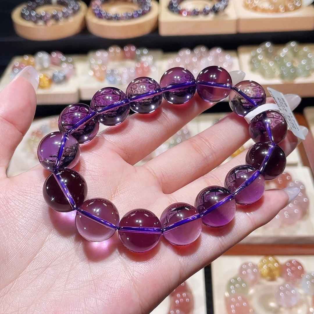 水晶手链未镶嵌紫水晶手链，晶体通透