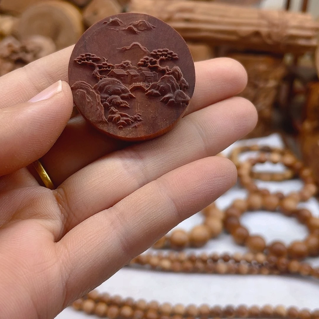 檀香木手串/手链应*࿐老山檀香圆牌