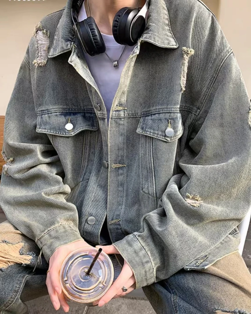 S-021-030时尚休闲潮流百搭宽松显瘦复古韩版牛仔外套男女四季款