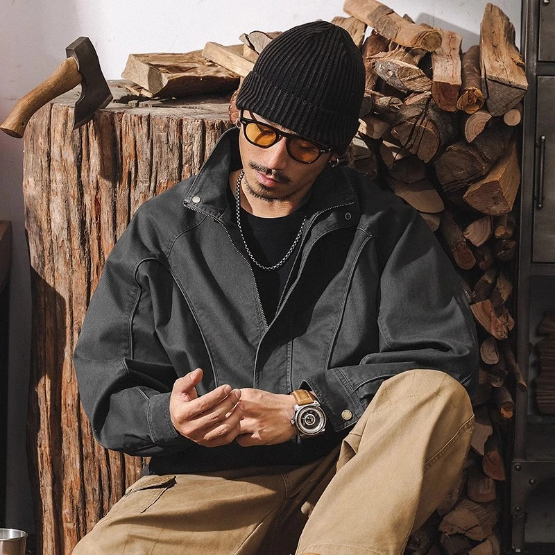 @放牧火星 美式复古工装外套男春季2025年新款潮牌宽松飞行员夹克