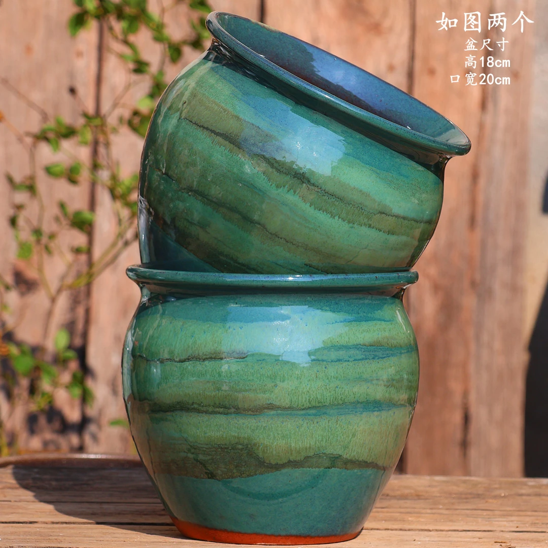 复古大口径透气粗陶花盆家用室内外兰花君子兰三角梅盆栽陶瓷花盆