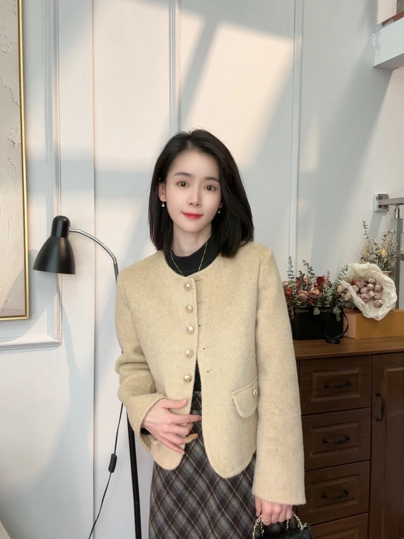 小个子定制法式轻奢小香风短外套2024千金风绵羊毛短款上衣【212】