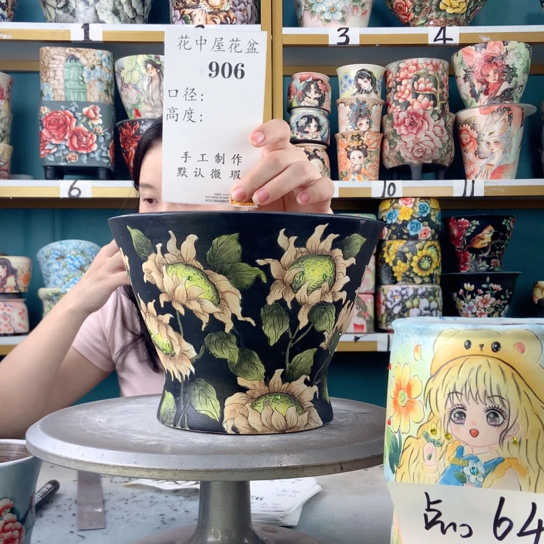木***易景德镇手工花盆906