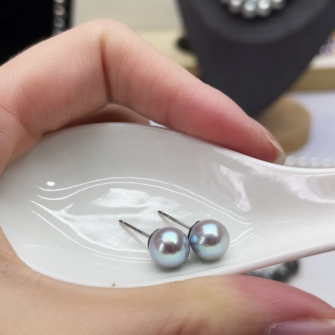 银S925镶嵌海水珍珠耳饰1