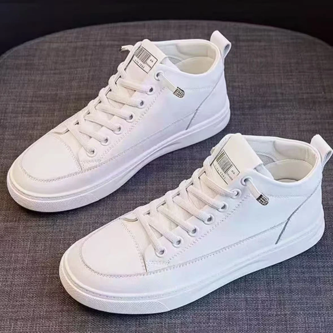头层牛皮2125百搭软底一脚蹬高帮小白鞋