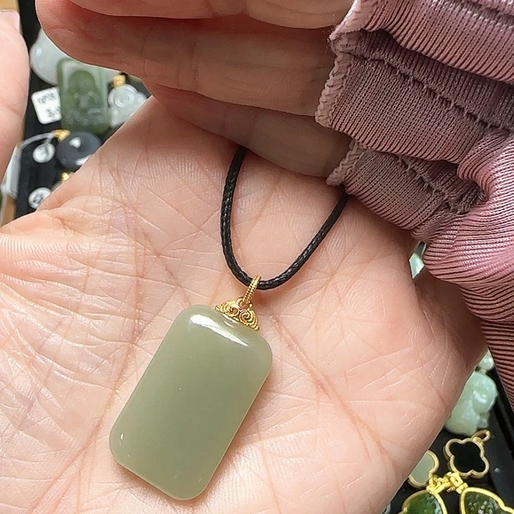 和田玉银S925镶嵌吊坠(不含链)