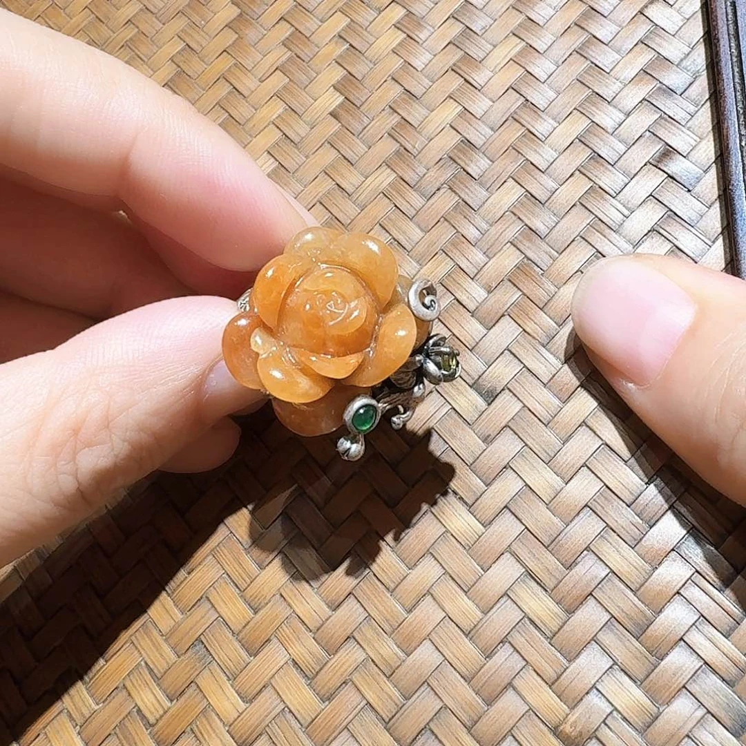 翡翠戒指银S925镶嵌个性十足