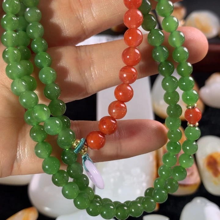 手串未镶嵌和田玉（碧玉）山**行