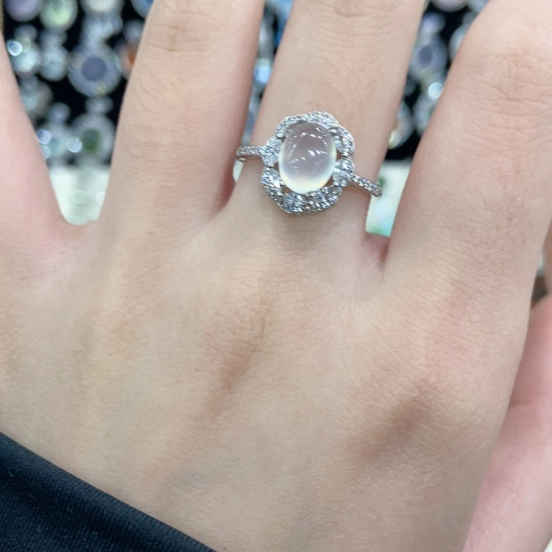 蛇纹石玉银S925镶嵌戒指