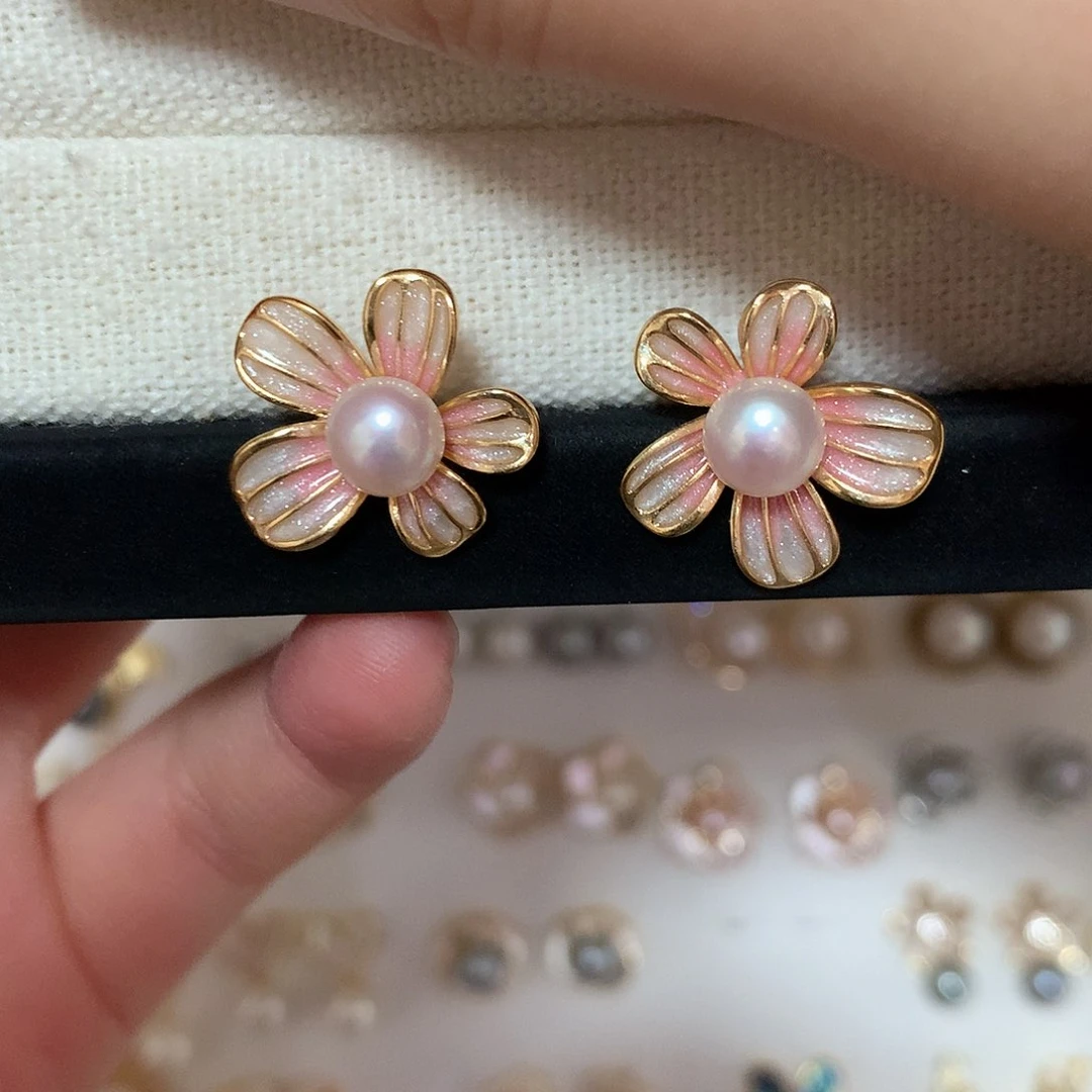 淡水珍珠耳饰合金顺***?