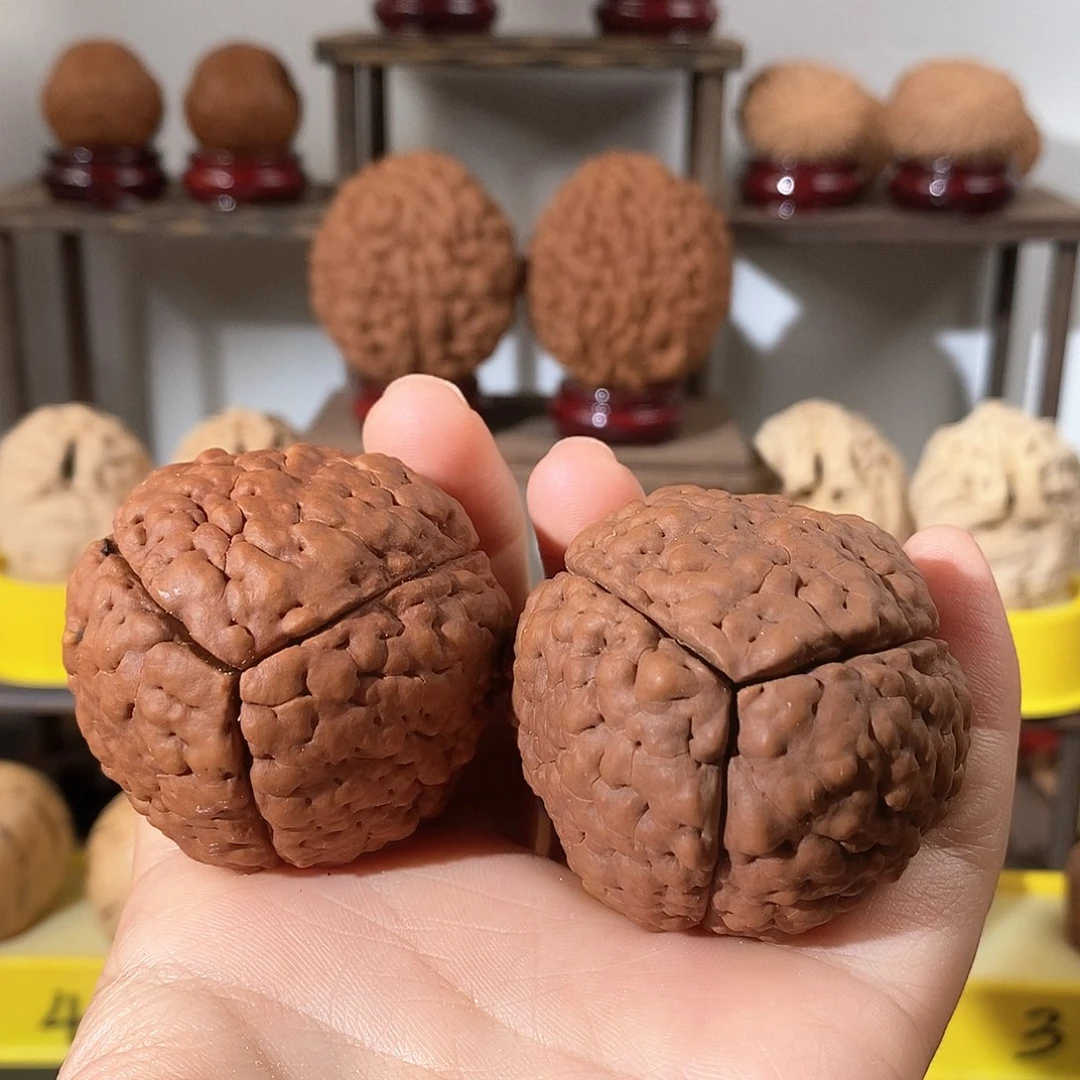 文玩核桃把件三瓣脑纹金刚微色4656