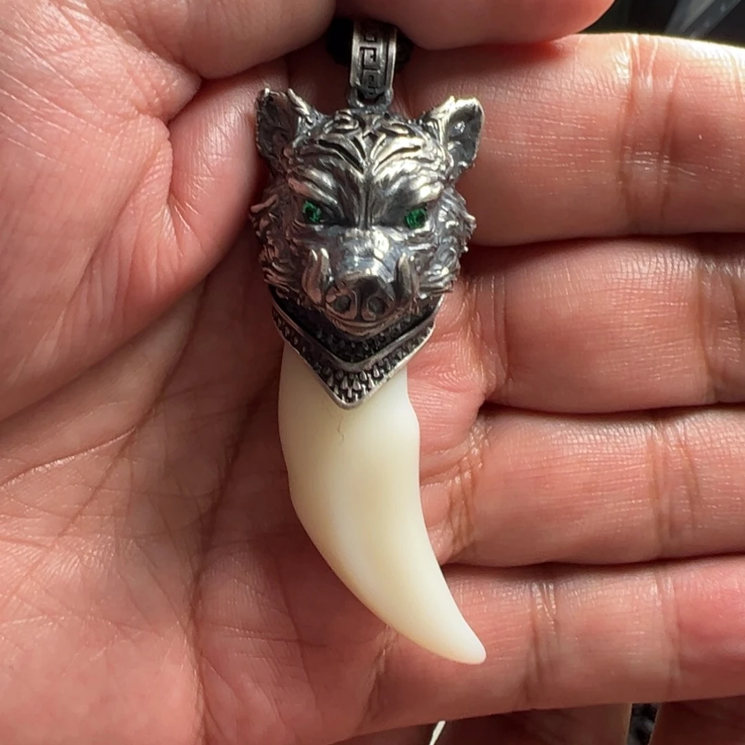 和田玉颈饰银S925镶嵌