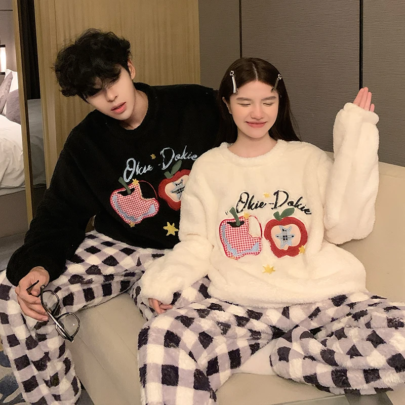 珊瑚绒女秋冬季情侣睡衣一男一女2025年新爆款男士冬天家居服套装