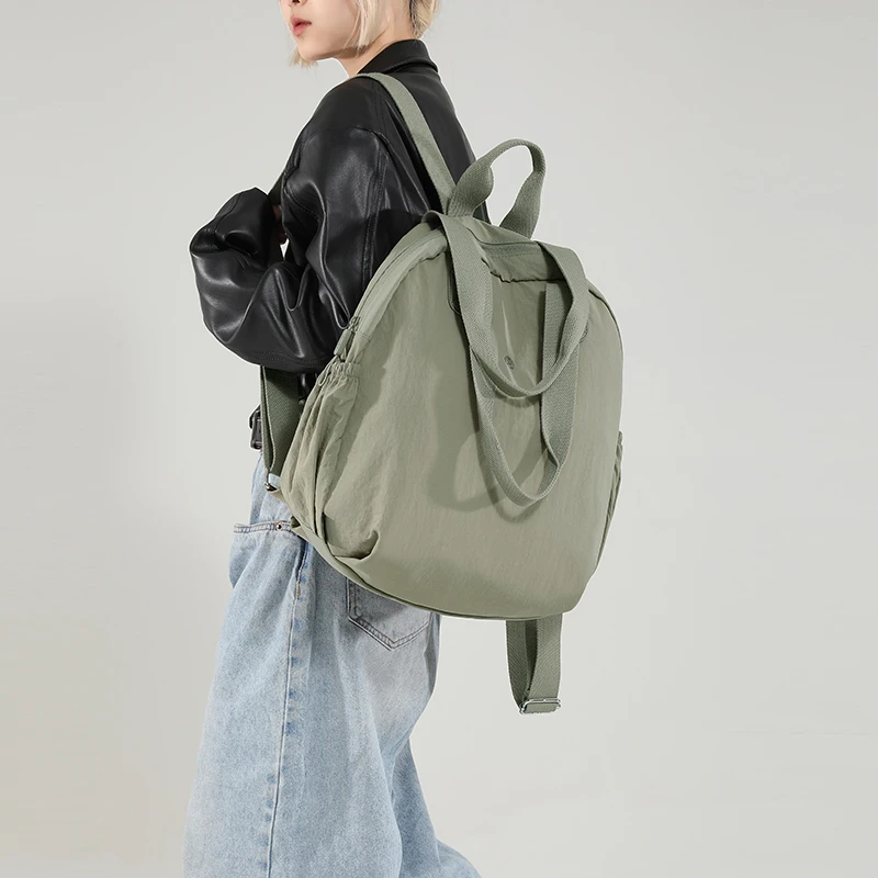 多功能背包女2025新款百搭双肩包大容量单肩尼龙布休闲轻便手提包