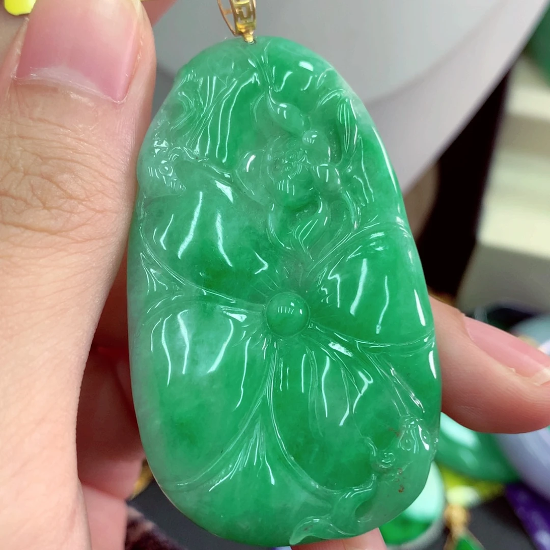 翡翠18K金镶嵌吊坠(不含链)
