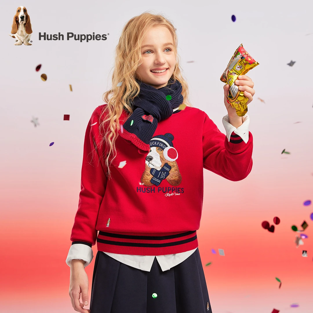 【圆领线衣】暇步士童装2025秋季新款儿童套头活力大狗圆领线衣