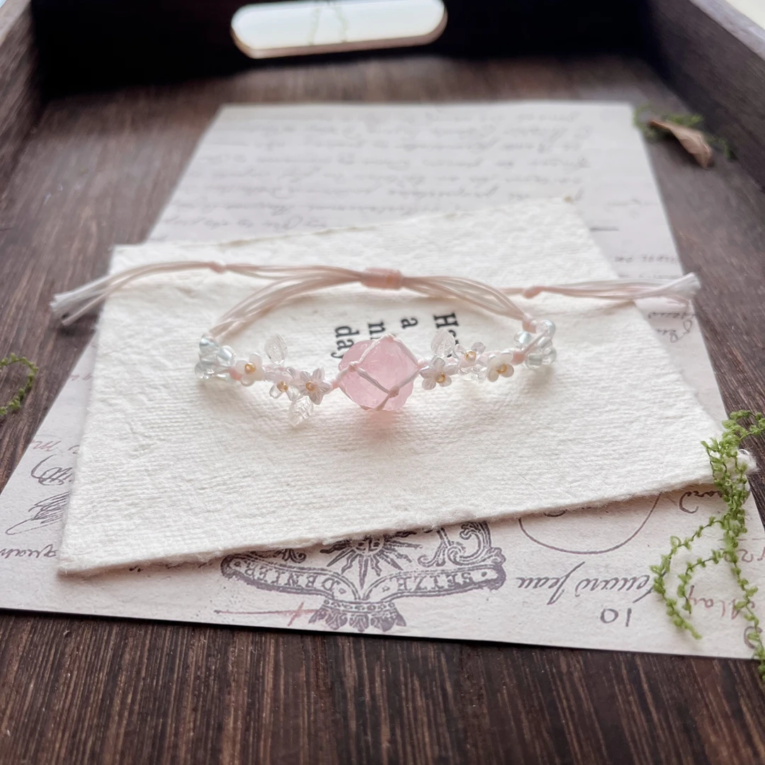 布艺手链 《211》macrame手工编织手链水晶款