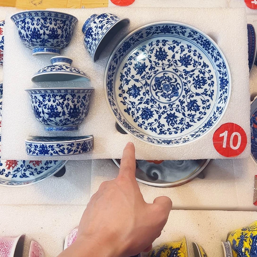 破***。青花缠枝莲五件套8282882