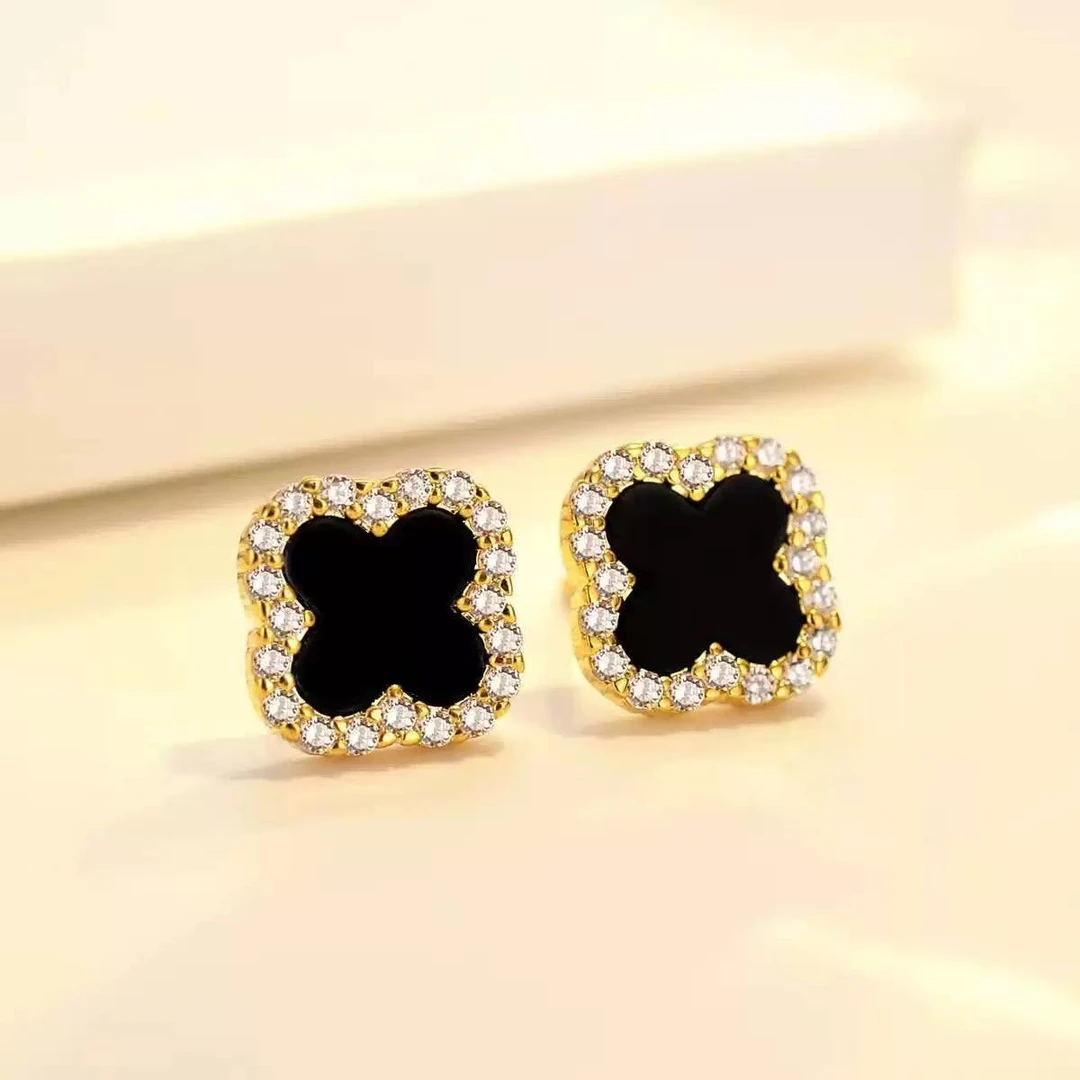 铜合金贝壳耳饰 经典款」四叶草耳钉轻奢高级感秋冬耳饰