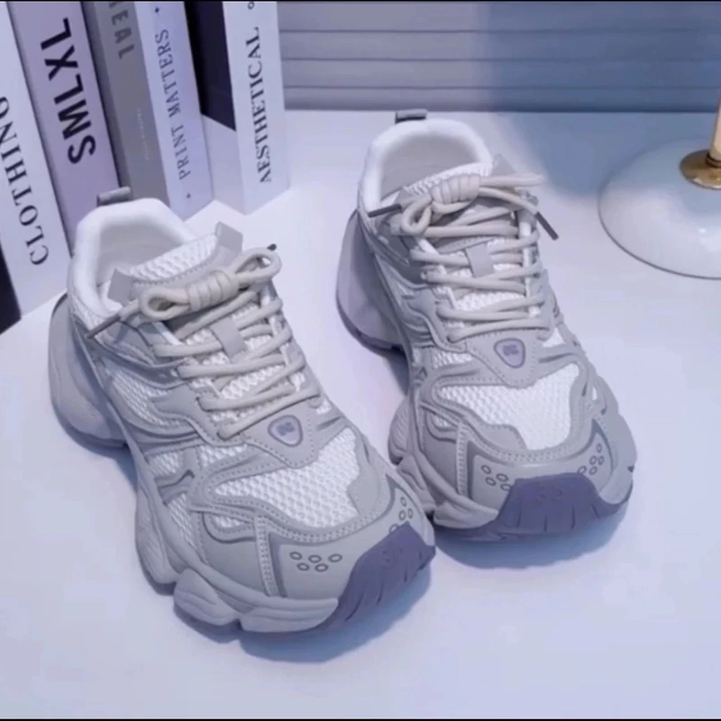 【玲】明星同款夏新款老爹鞋女时尚百搭网面透气厚底增高休闲运动鞋