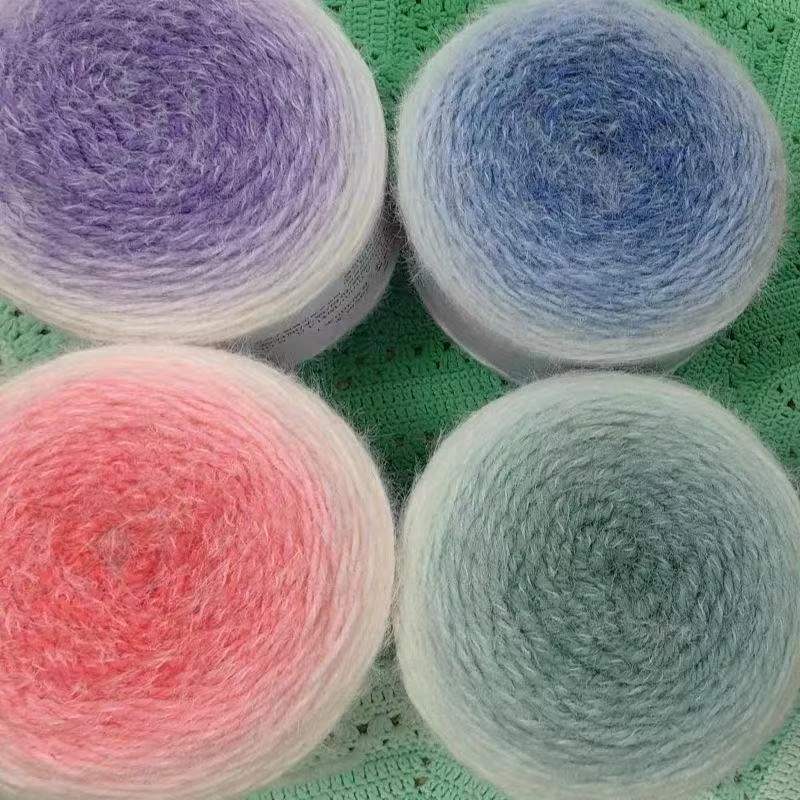 轻岚七星毯毛线渐变长绒粗毛线马海毛钩披肩毯子毛线