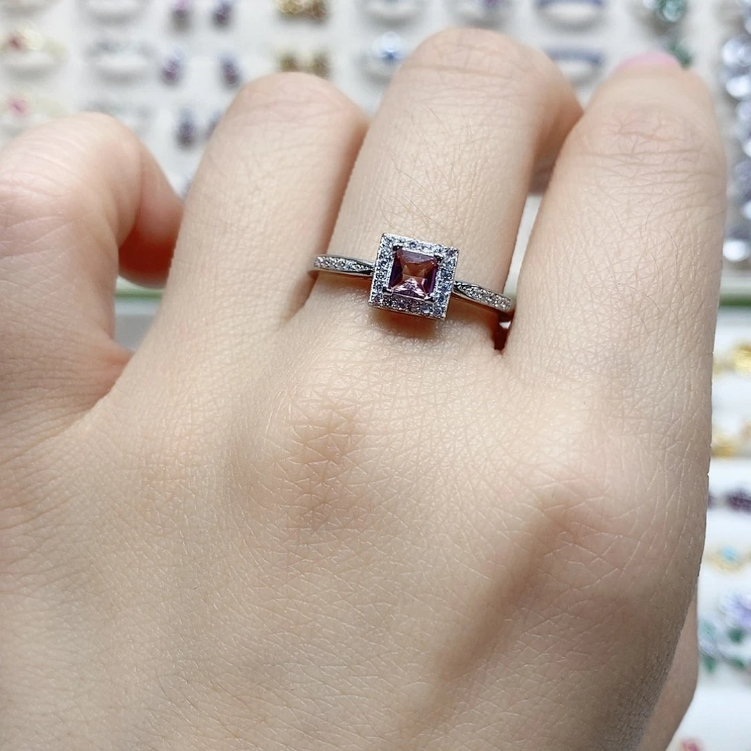 碧玺戒指银S925镶嵌戒指