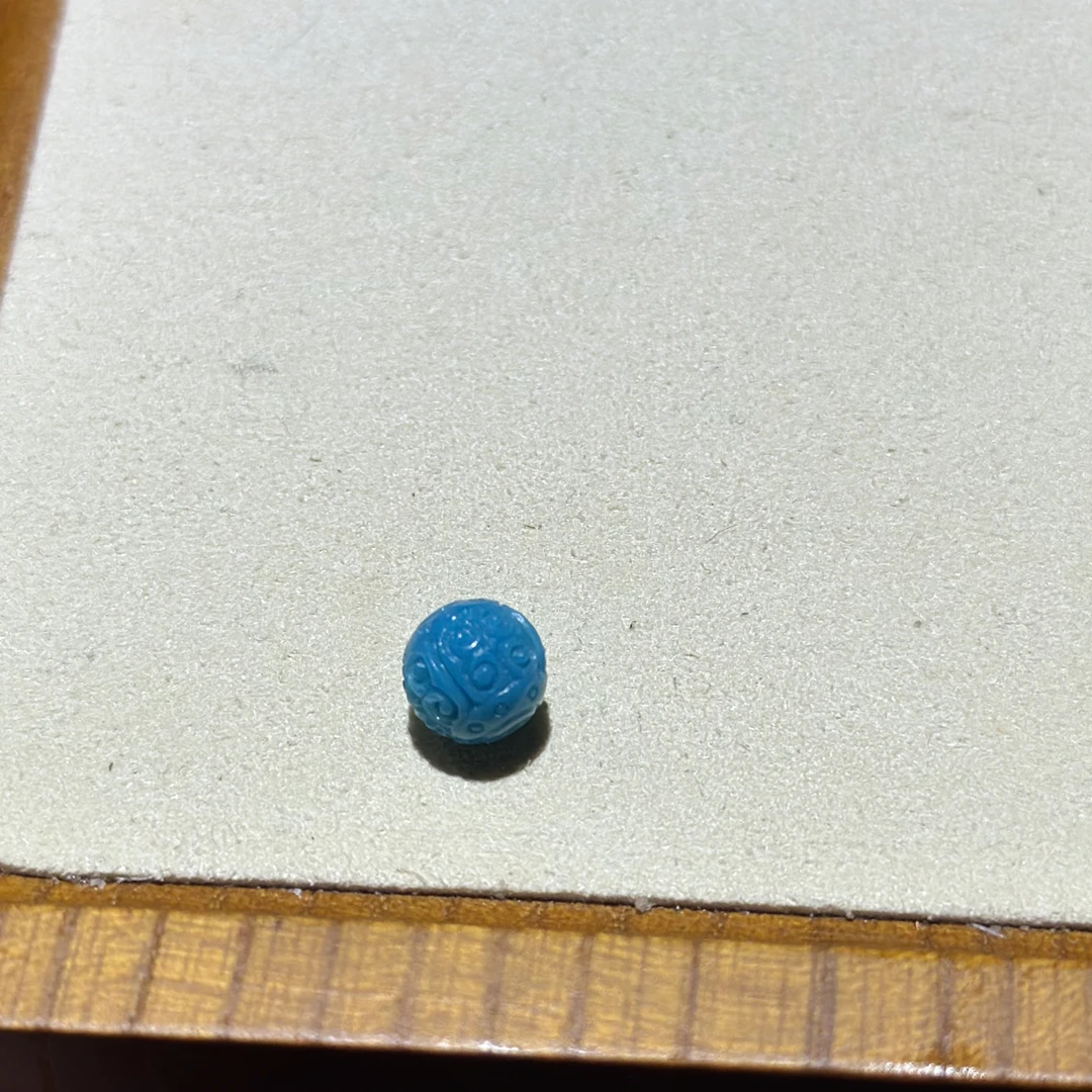 高瓷冰蓝回纹珠7.4mm