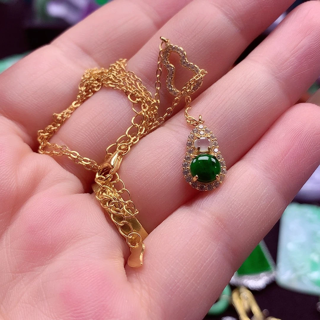 翡翠银S925镶嵌颈饰翡翠