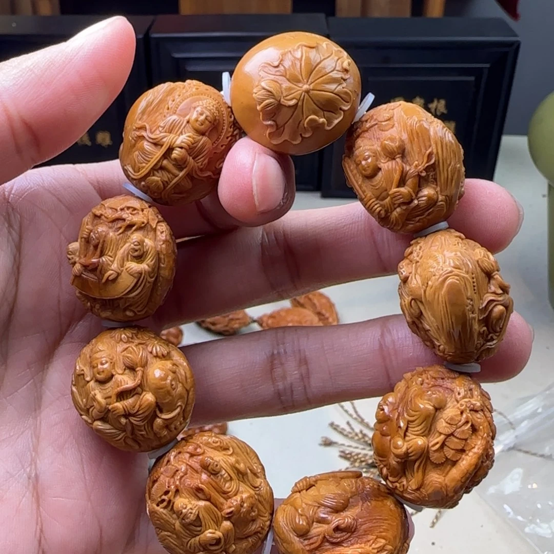 橄榄核手串/手链纯手工雕刻风景万佛