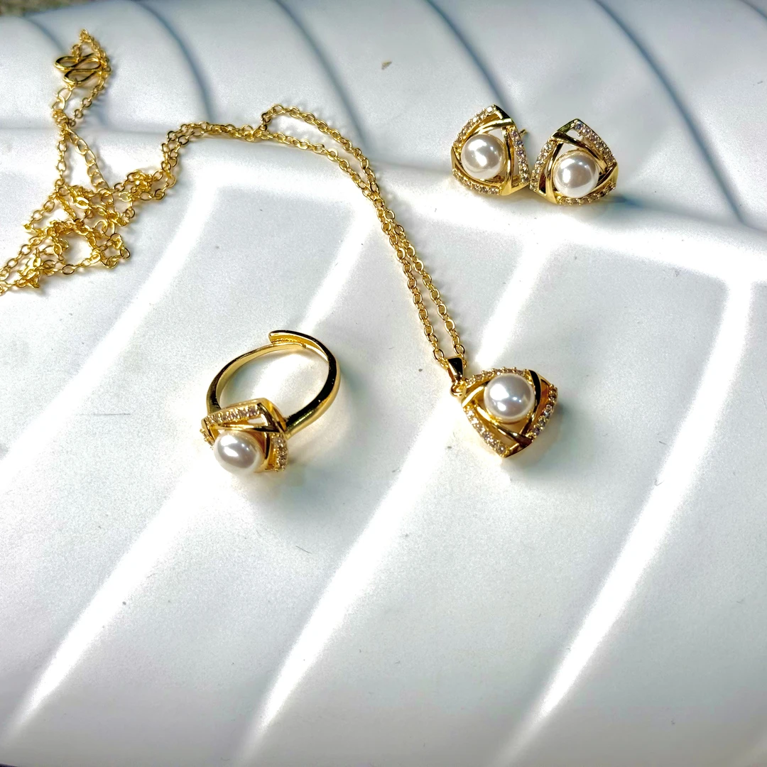 铜合金项链 Z铜合金TJ059 铜合金首饰 项链耳环戒指三件套