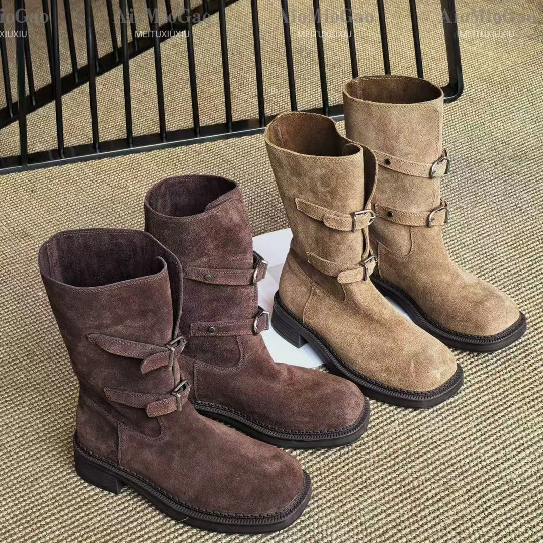 【潘文青补贴】圆头方跟时装靴女312685