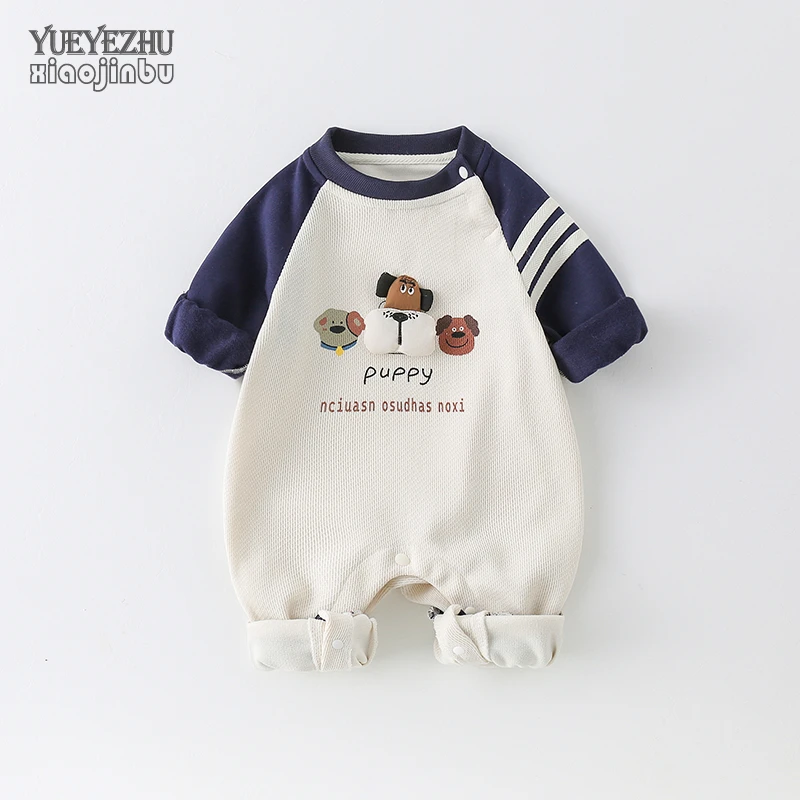 新生婴儿衣服秋装长袖单层男宝宝连体衣春秋韩版帅气时髦哈衣外出