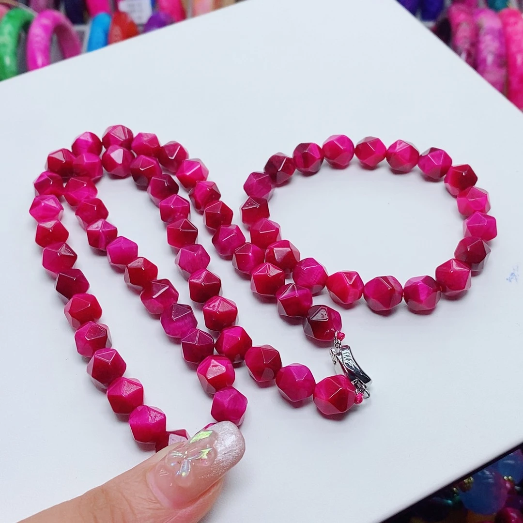 7***姐珐琅非金属红丝绒猫眼套装