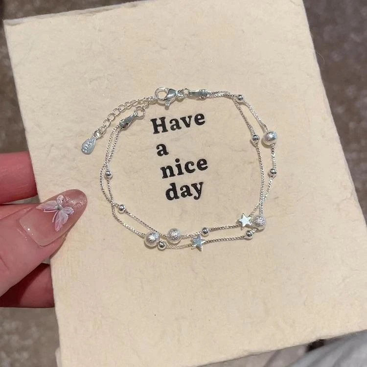 合金手链 双层星星磨砂手链女轻奢小众时尚百搭手饰2025新款爆款