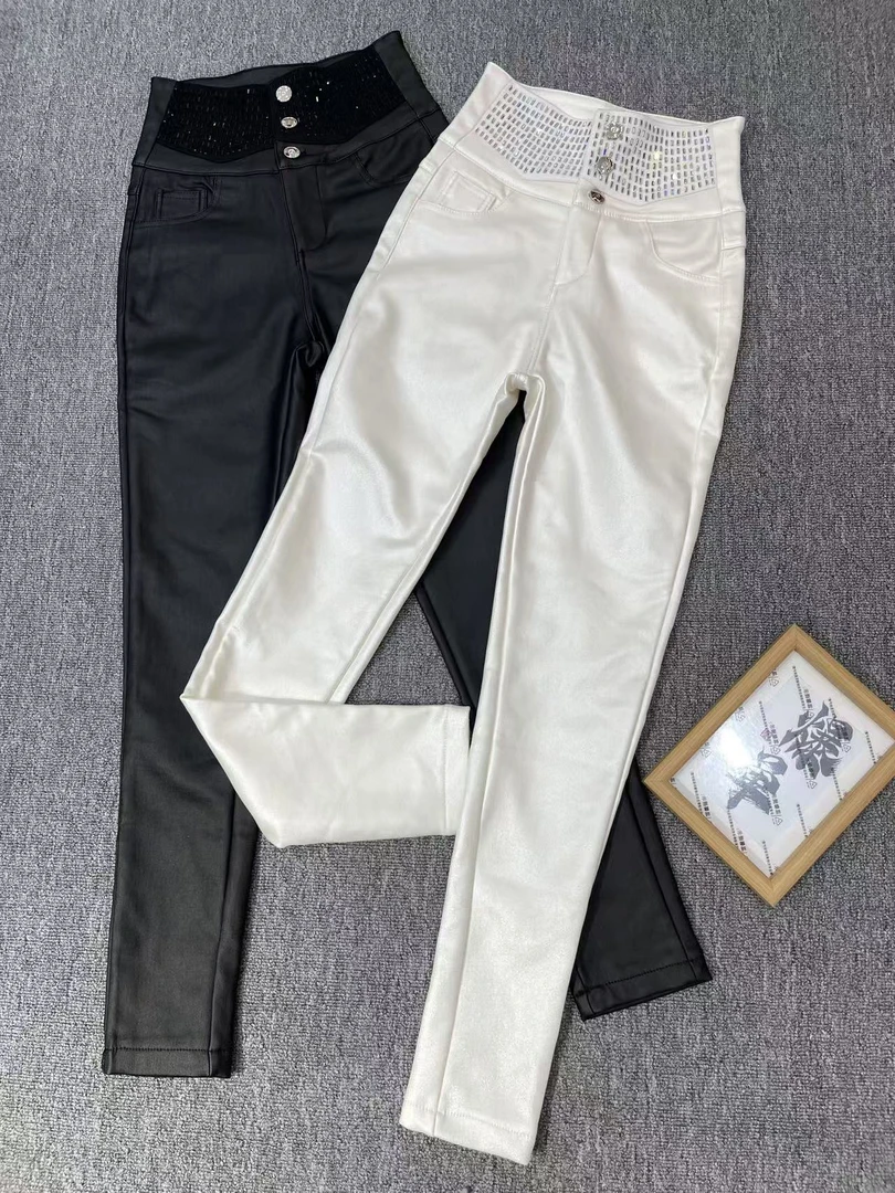 淑雅阁服饰  高腰休闲裤小脚裤加绒厚款9829