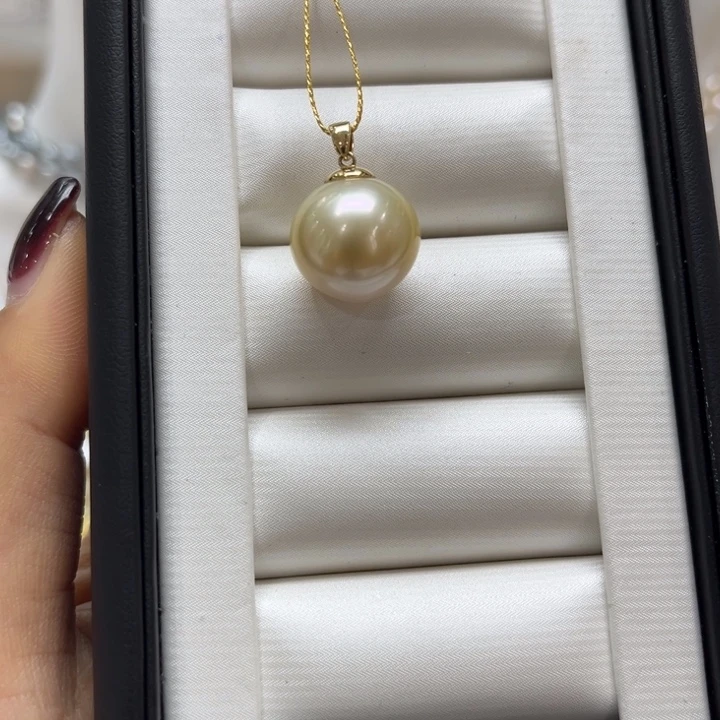 海水珍珠吊坠(不含链)18K金镶嵌15-16mm