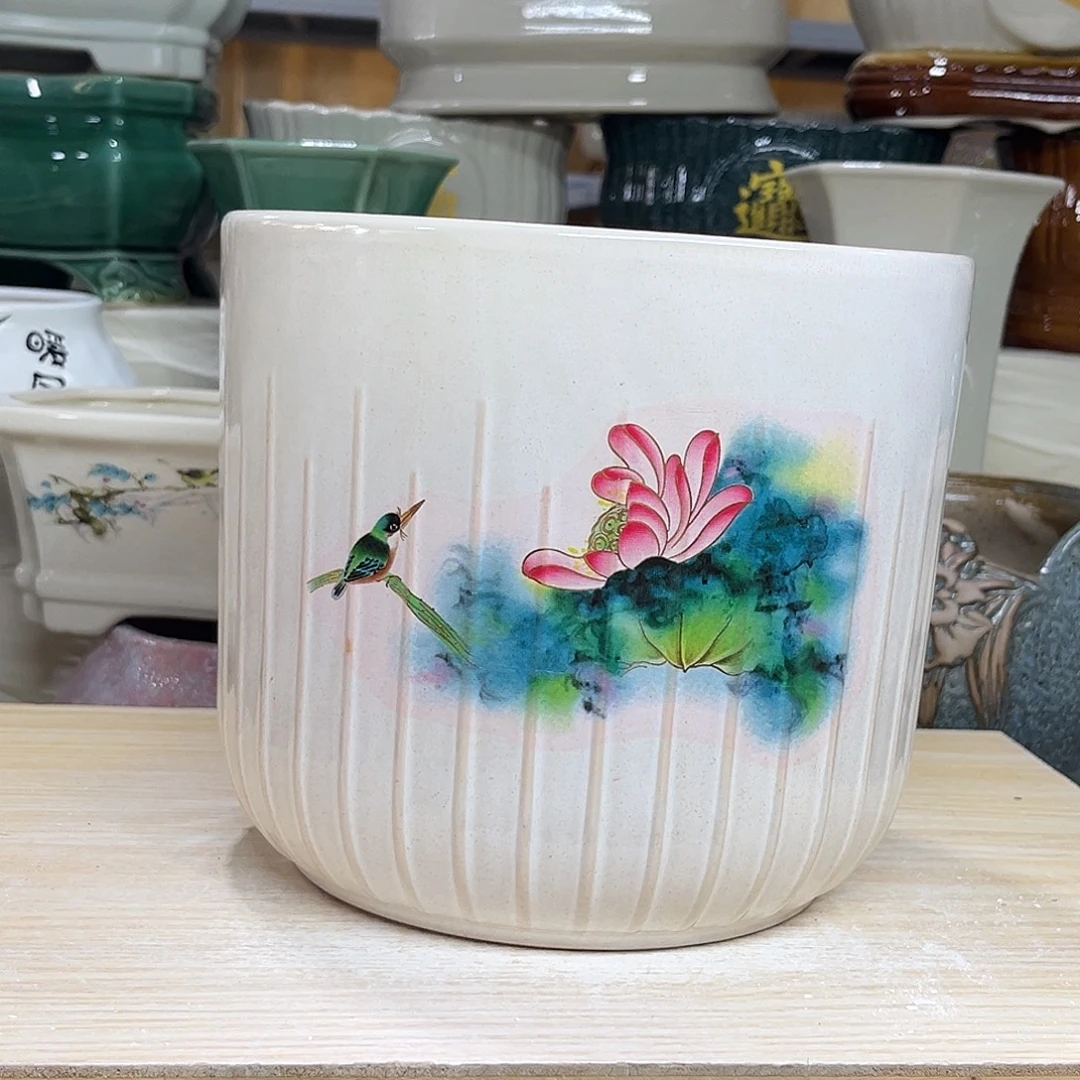 陶瓷绿植多肉微瑕花盆口径20*18打孔