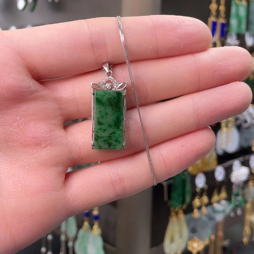 无***.翡翠银S925镶嵌项链125gff