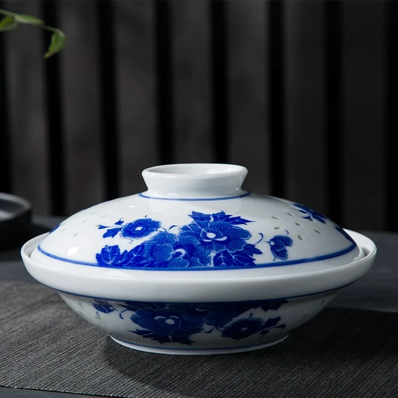 【张氏御瓷】青花玲珑合合器菜盘1个装