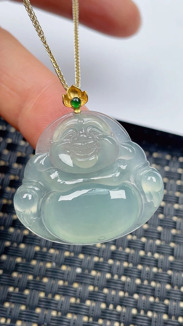 缅甸天然翡翠A货冰晴佛公吊坠尺寸30.3-33.8-6.2