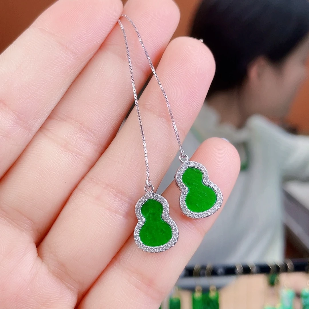 翡翠银S925镶嵌耳饰