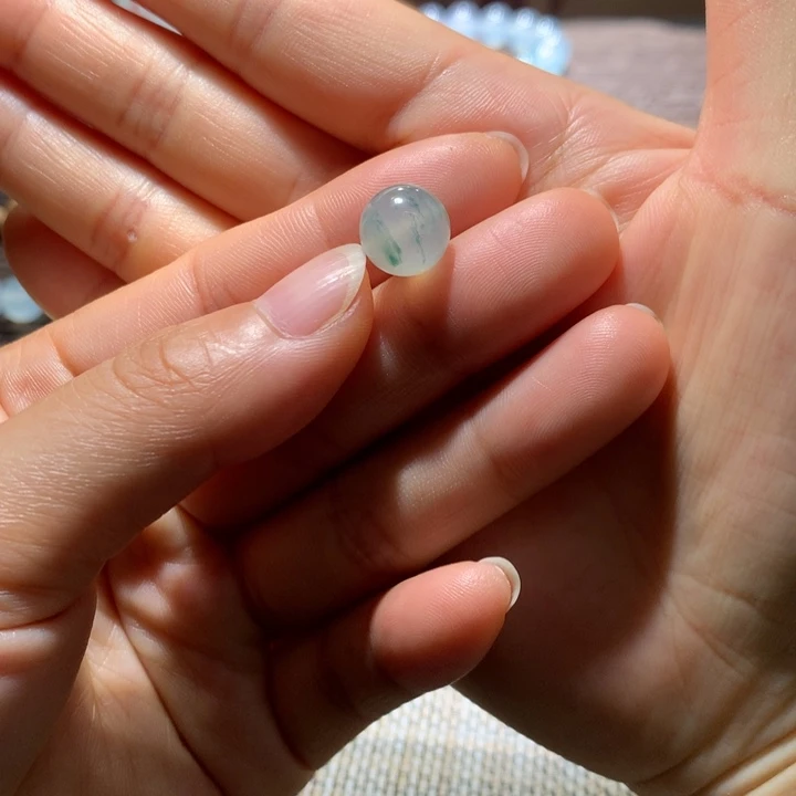 翡翠散珠天然缅甸翡翠A货卡10.45 飘蓝花带金丝黄