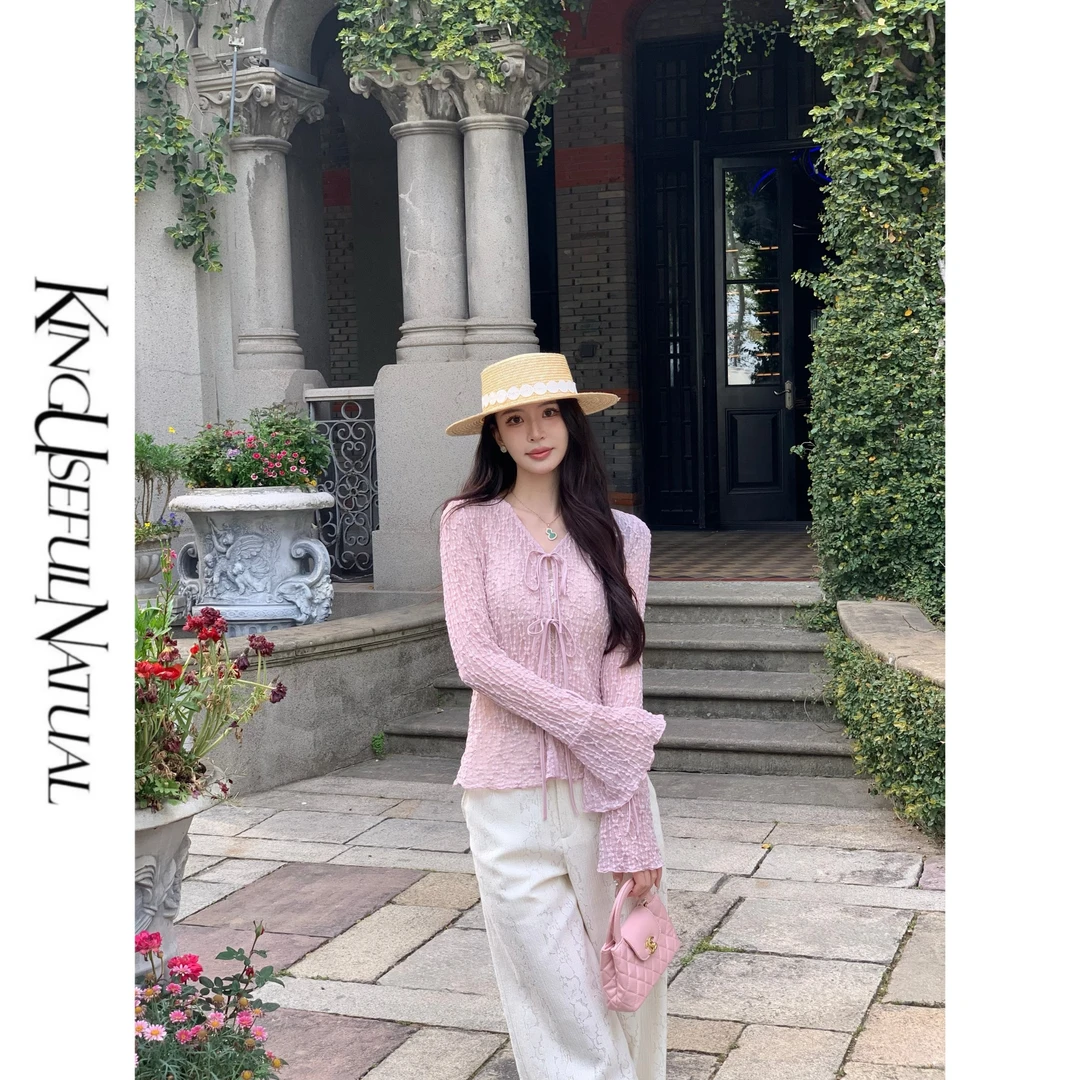 KUN【半熟恋人】慵懒瞬间 精致蕾丝花纹立体丰富V领凉感开衫上衣